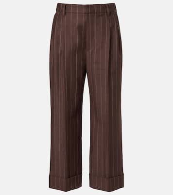 Chalk stripe wool cropped flared pants | Brunello Cucinelli