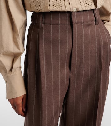 Chalk stripe wool cropped flared pants | Brunello Cucinelli