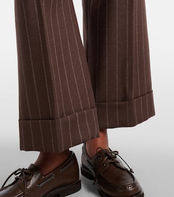 Chalk stripe wool cropped flared pants | Brunello Cucinelli