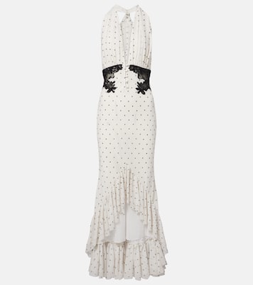 Lace-trimmed polka-dot maxi dress | Self-Portrait