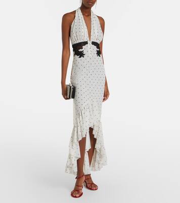Lace-trimmed polka-dot maxi dress | Self-Portrait
