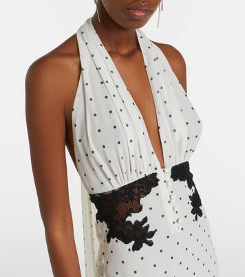 Lace-trimmed polka-dot maxi dress | Self-Portrait