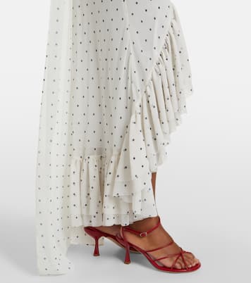 Lace-trimmed polka-dot maxi dress | Self-Portrait