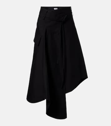 Jupe midi asymétrique en coton | Bottega Veneta