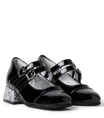 Ballerines Mary Jane en cuir verni à paillettes | Monnalisa