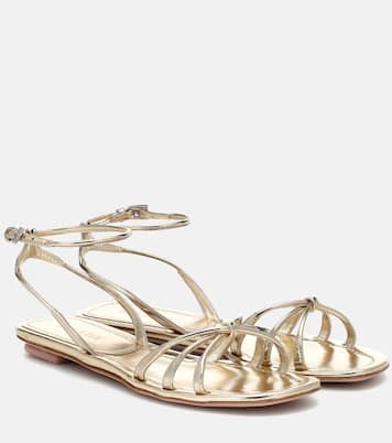 Metallic leather sandals | Prada