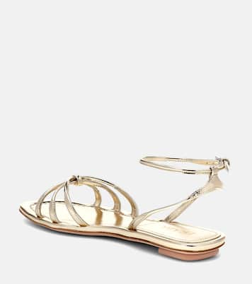 Metallic leather sandals | Prada