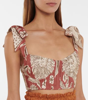 Cropped-Top Sunset Riders aus Leinen | Johanna Ortiz