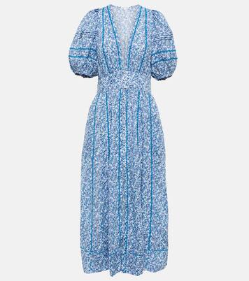 Robe midi Reine en coton à fleurs | Poupette St Barth