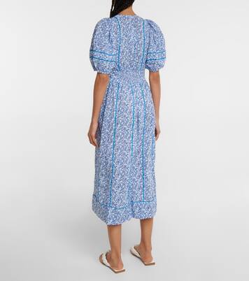 Robe midi Reine en coton à fleurs | Poupette St Barth
