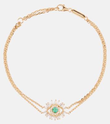 Evil Eye 18kt gold bracelet with diamonds and emeralds | Suzanne Kalan