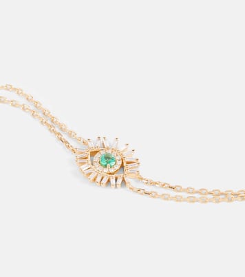 Evil Eye 18kt gold bracelet with diamonds and emeralds | Suzanne Kalan