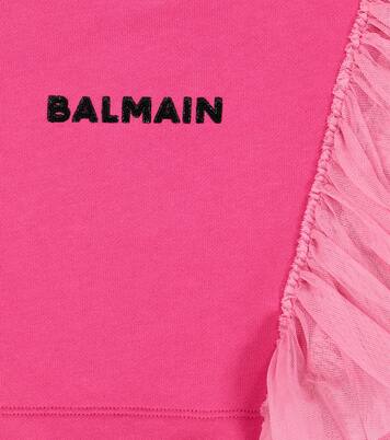 Logo cropped cotton T-shirt | Balmain Kids
