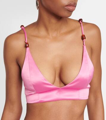 Cropped-Top aus Satin | Ganni