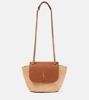 Manon Mini raffia and leather shoulder bag | Saint Laurent