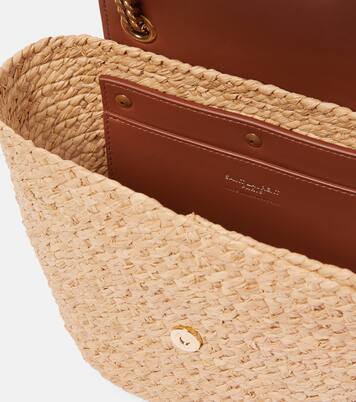 Manon Mini raffia and leather shoulder bag | Saint Laurent