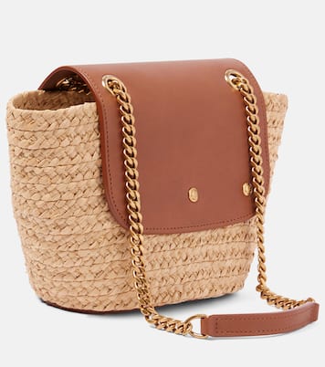 Manon Mini raffia and leather shoulder bag | Saint Laurent
