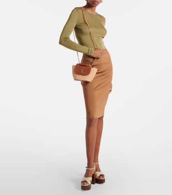 Manon Mini raffia and leather shoulder bag | Saint Laurent