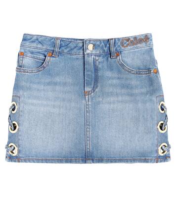 Lace-detail denim skirt | Chloé Kids
