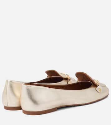 Signature metallic leather ballet flats | See By Chloé