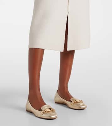 Signature metallic leather ballet flats | See By Chloé
