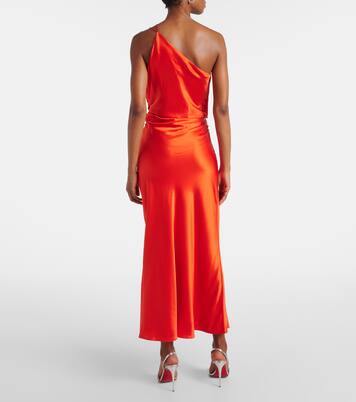 Robe longue asymétrique en satin de soie | The Sei