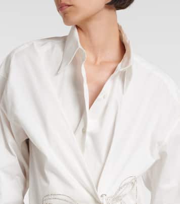 Embellished gathered cotton blouse | Dries Van Noten