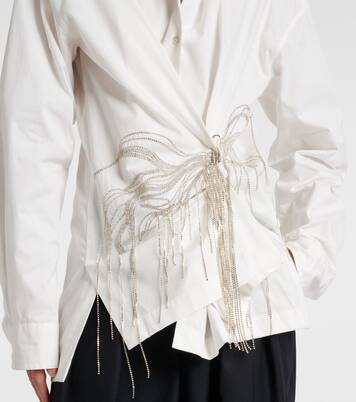 Embellished gathered cotton blouse | Dries Van Noten