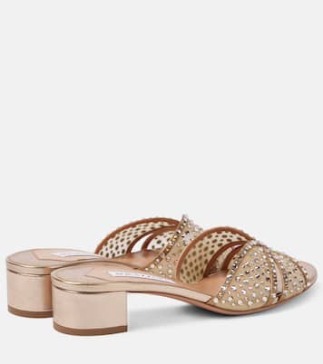 Crystal Love 35 embellished tulle mules | Aquazzura