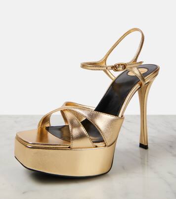 Plateausandalen Debbie 85 aus Metallic-Leder | Saint Laurent