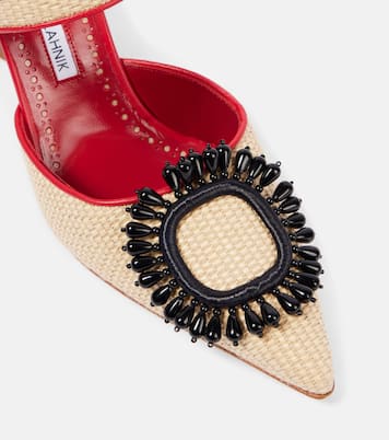 Atika 90 embellished raffia mules | Manolo Blahnik