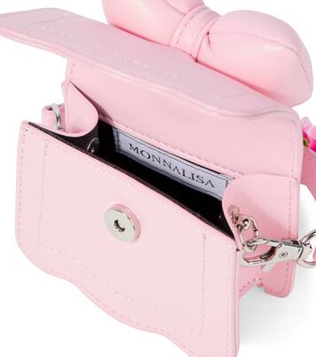 Bow-detail floral faux leather shoulder bag | Monnalisa