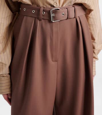 Belted wool gabardine wide-leg pants | Dries Van Noten