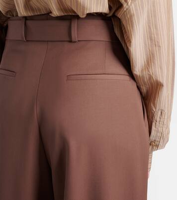 Belted wool gabardine wide-leg pants | Dries Van Noten