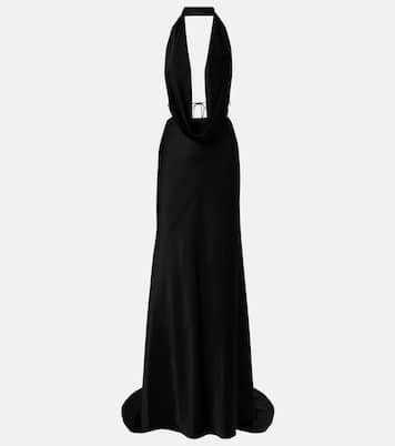 Halterneck open-back satin crêpe gown | Alex Perry