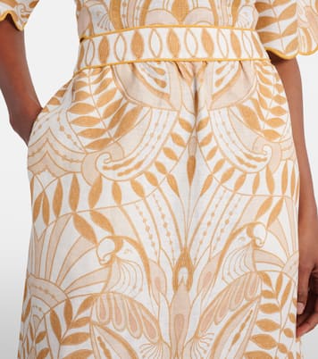 Bedruckter Midirock aus Leinen | Farm Rio