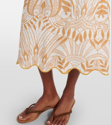 Bedruckter Midirock aus Leinen | Farm Rio