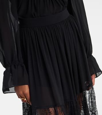 Lace-trimmed tiered silk maxi skirt | Chloé