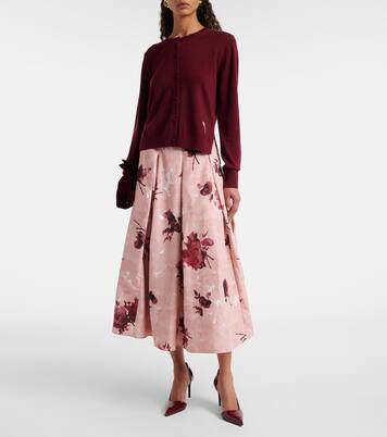 Floral pleated cotton poplin midi skirt | Erdem