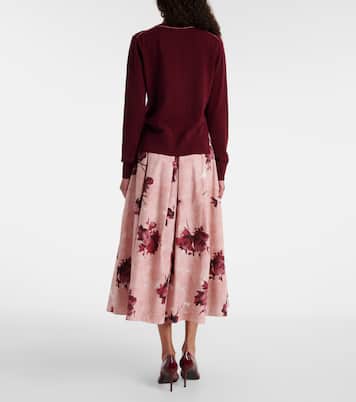 Floral pleated cotton poplin midi skirt | Erdem