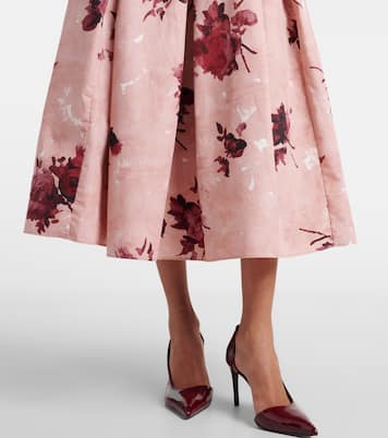 Floral pleated cotton poplin midi skirt | Erdem