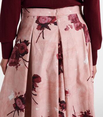 Floral pleated cotton poplin midi skirt | Erdem