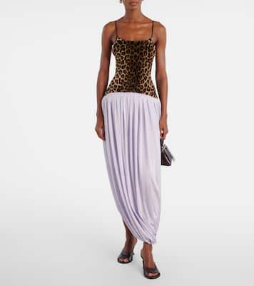 Leopard-print draped maxi dress | Jacques Wei