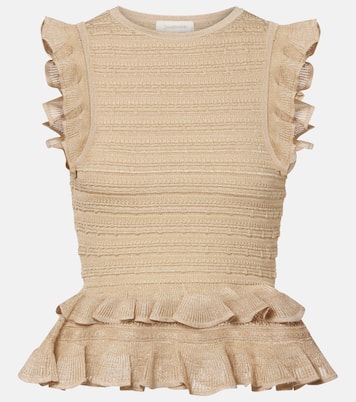 Hypnotic knitted ruffled lamé top | Zimmermann