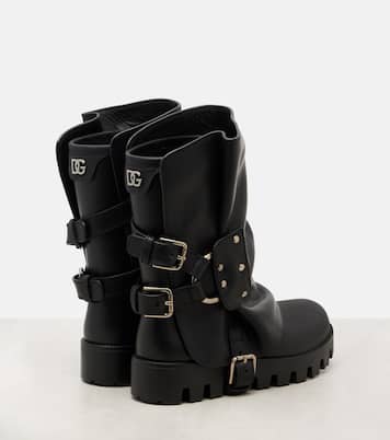 Bikerstiefel mit Leder | Dolce&Gabbana