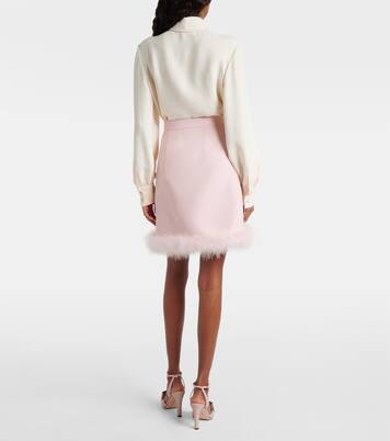 Crepe Couture feather-trimmed miniskirt | Valentino