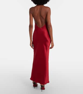 Draped halterneck silk satin gown | The Sei