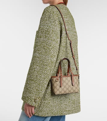 Bolso de lona GG con piel | Gucci
