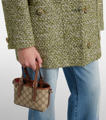 Bolso de lona GG con piel | Gucci