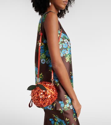 Orange Mini sequined crossbody bag | Alémais